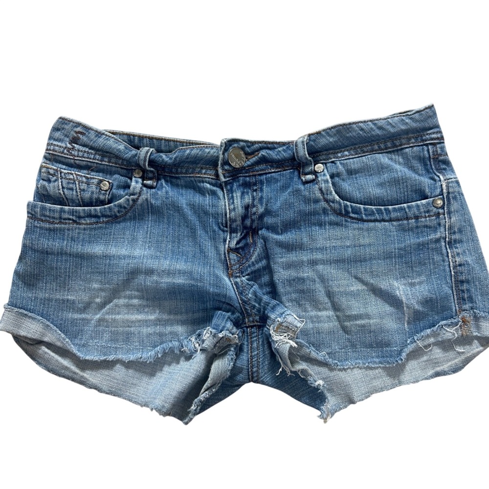 Mudd Denim Shorts junior wmn 7 Blue Cutoff Frayed Hem teencore boho western